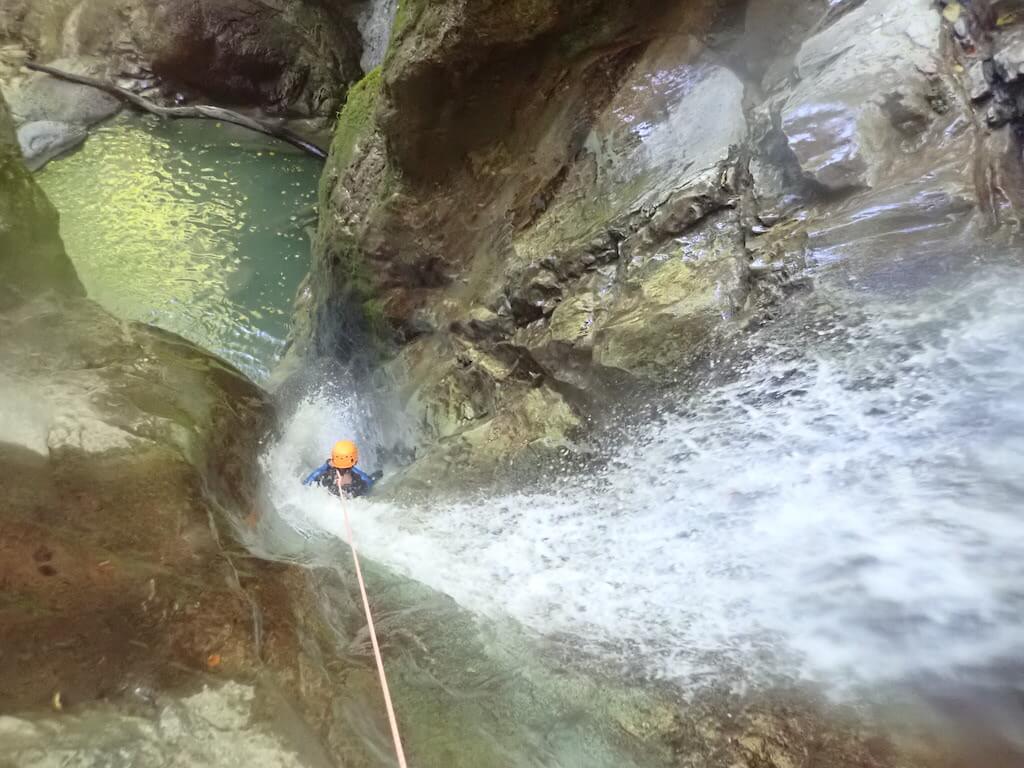 Rappel in Lower Ecouges Canyon in Vercors