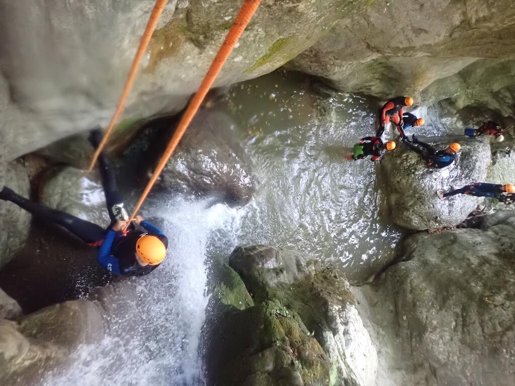 Rappel in Lower Versoud Canyon in Vercors